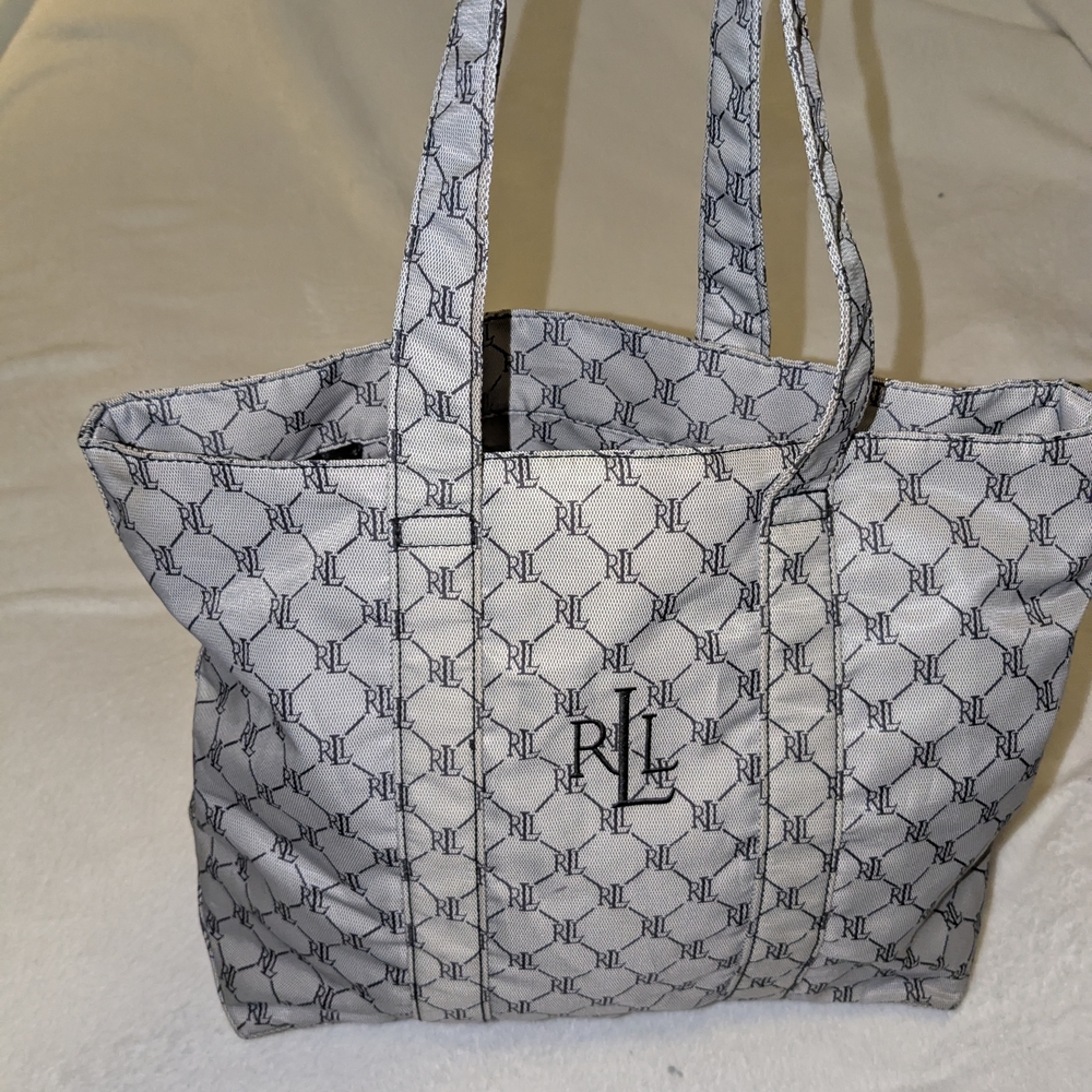 $PRICE DROP$-Ralph Lauren Gray Geometric Tote Bag - Picture 8 of 8
